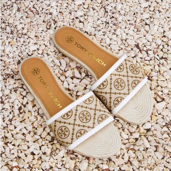 tory burch monogram espadrille slide